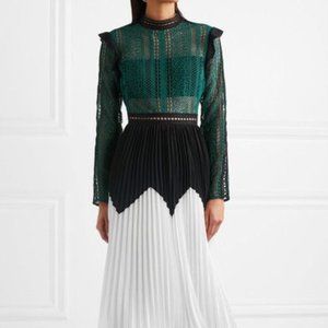 Self-Portrait green lace midi dress sz 6 NWOT